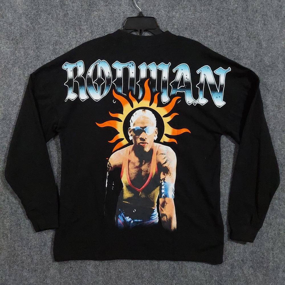 Rodman Shirt Mens Medium Black Long Sleeve Sun Dennis Rodman Basketball Tee